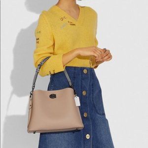 Coach Willow Shoulder Bag In Colorblock Taupe/Gunmetal NWOT C2590